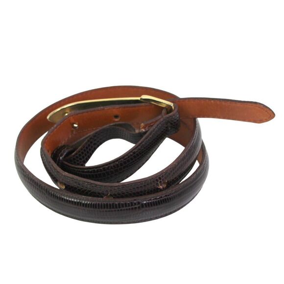 GUESS BROWN REAL LEATHER SNAKE PRINT 5/8"Wd SKINNY CASUAL WOMEN'S BELT Sz M(83T - Picture 3 of 16